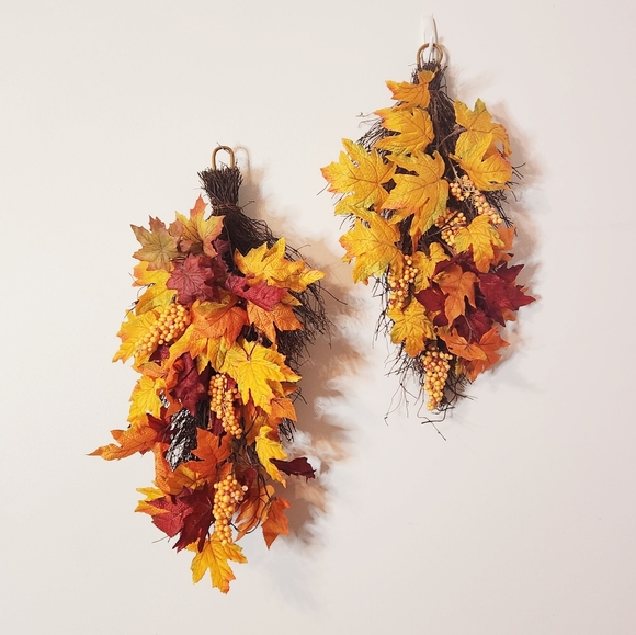 Other - Fall Thanksgiving Set of 2 floral, leaves artificial swag arrangements decor